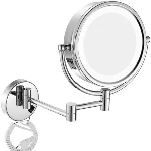 Vanity Mirror,Makeup Mirror Vanity Mirror Led Illuminated Wall Mounted 7X Magnification Double-Sided 360° Swivel Extendable Bathroom Cosmetic Mirror/E