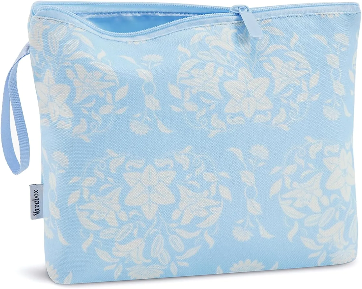 Vavabox Personalized Makeup Bag, Birthday Gifts for Women Girl Cosmetic Bag, Travel Makeup Pouch (Blue Lily)