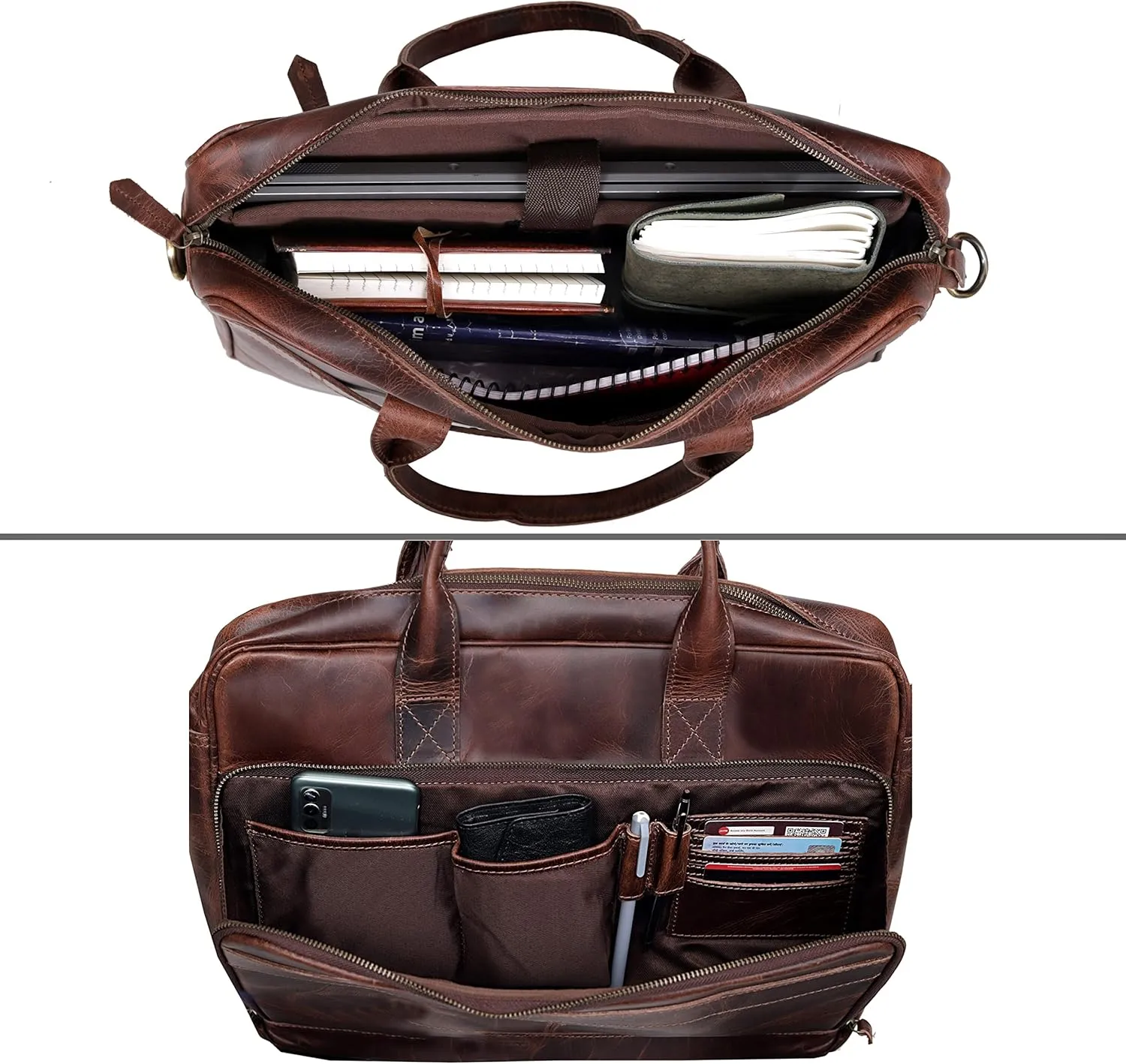 VC VINTAGE COUTURE Leather briefcase bag for men Leather Laptop Bags For Men and Women Travel Messenger Bag