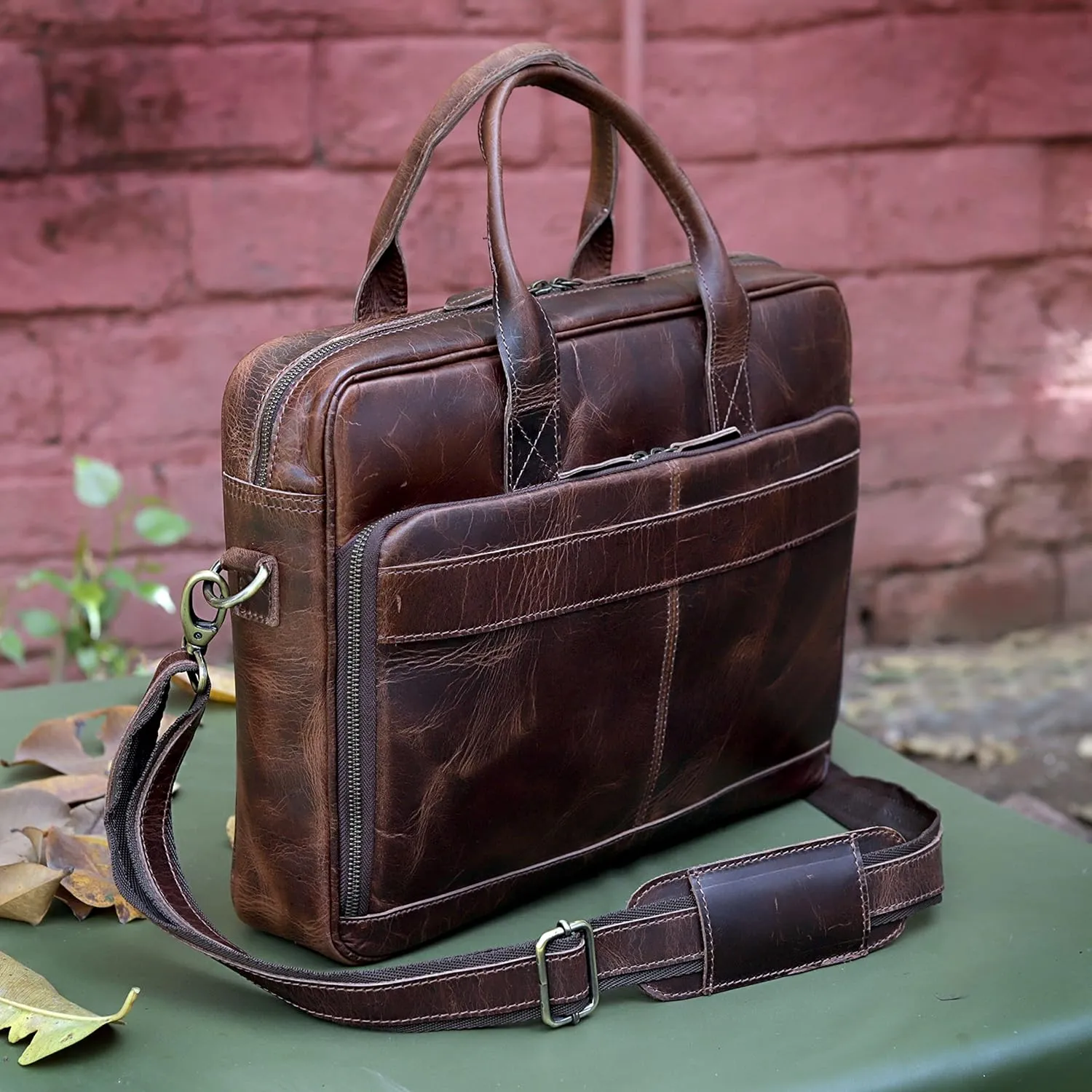 VC VINTAGE COUTURE Leather briefcase bag for men Leather Laptop Bags For Men and Women Travel Messenger Bag