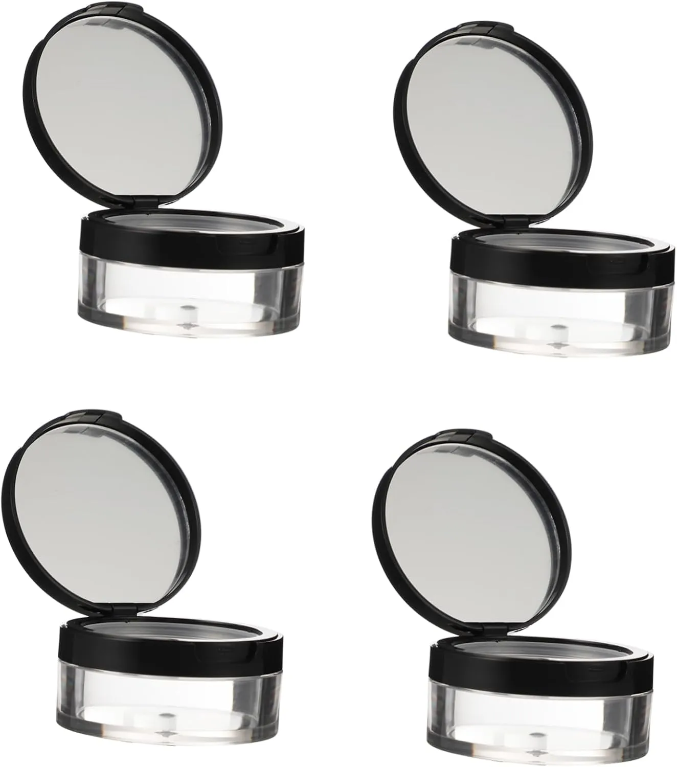 VICASKY Diy Makeup Loose Powder Box Set 4pcs Reusable Setting Powder Puff Containers Lids Translucent Jar for Cosmetics