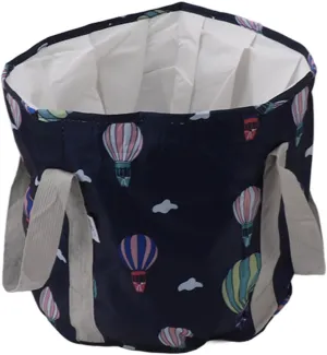 VINGVO Collapsible Water Bucket, Lightweight Ergonomic Handle Insulated Portable Foot Bath Bucket for Outdoor Camping (Navy Blue Balloon)