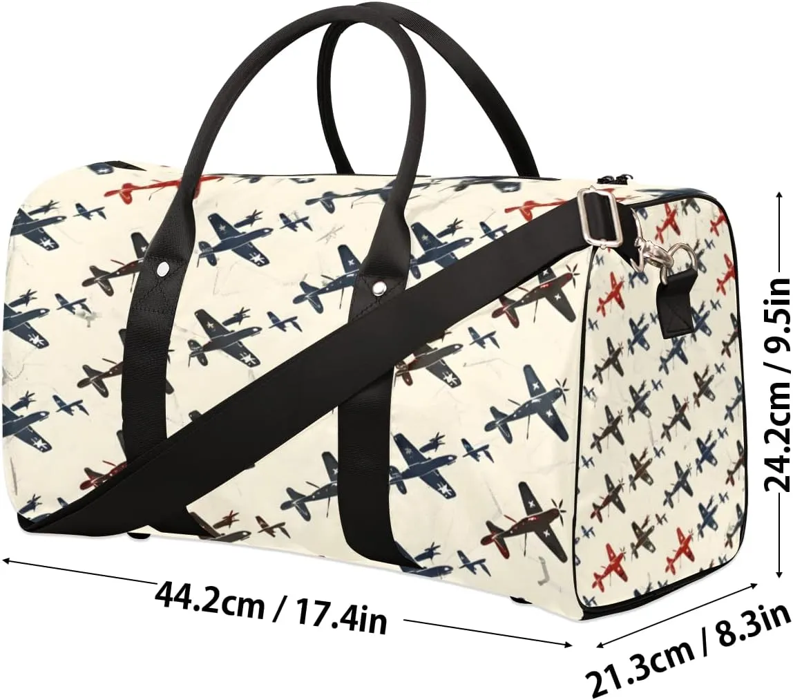 Vintage Aircraft Travel Duffle Bag for Women Men Gym Duffel Foldable Bag Waterproof Weekender Aircraft Duffle Tote