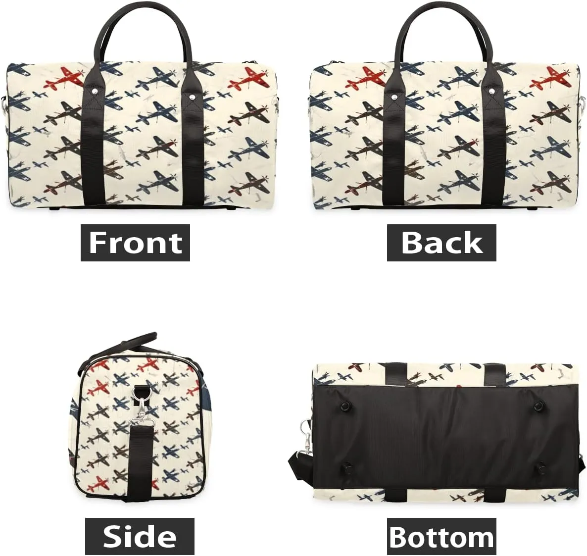 Vintage Aircraft Travel Duffle Bag for Women Men Gym Duffel Foldable Bag Waterproof Weekender Aircraft Duffle Tote