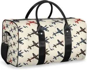 Vintage Aircraft Travel Duffle Bag for Women Men Gym Duffel Foldable Bag Waterproof Weekender Aircraft Duffle Tote