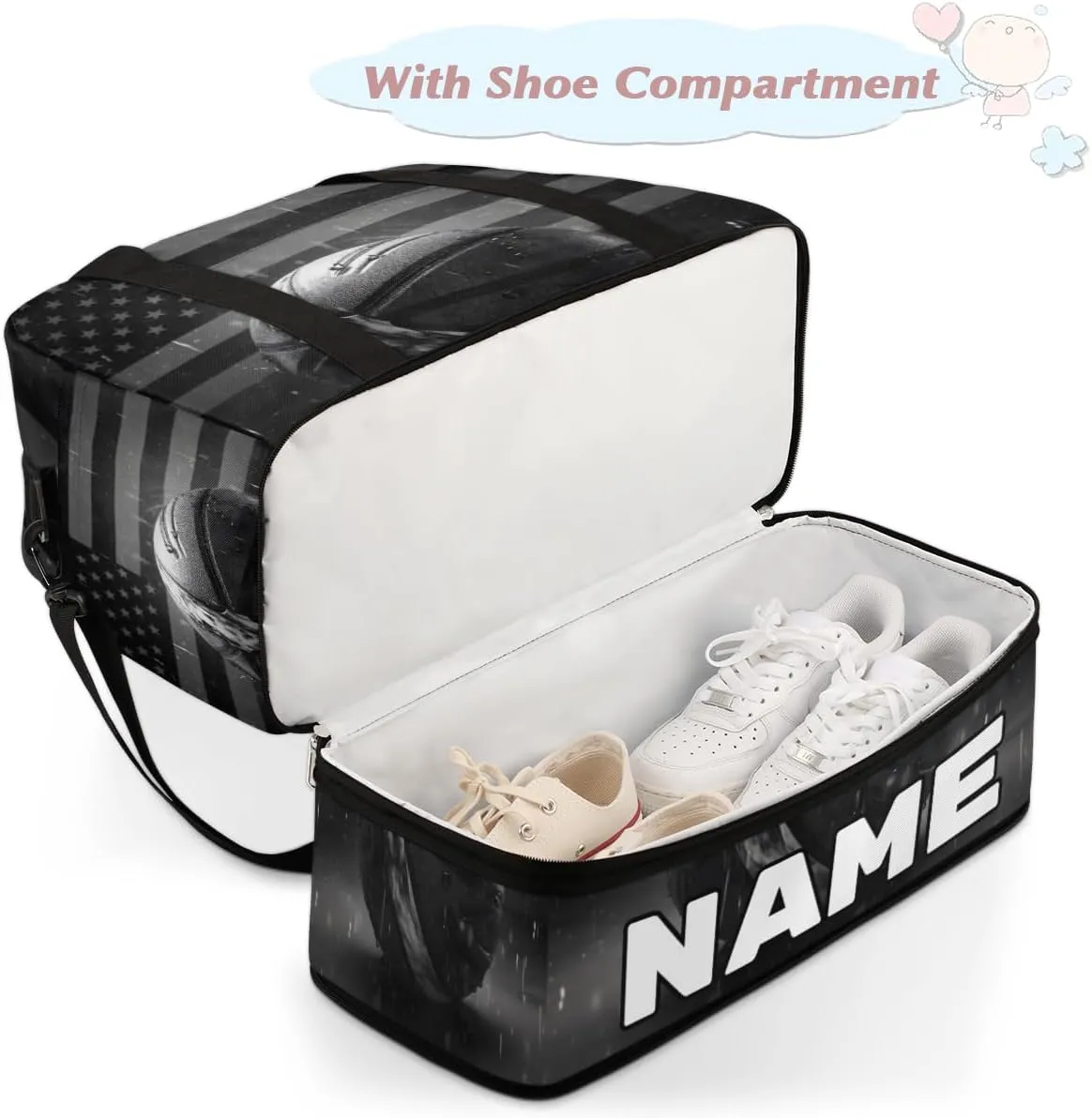 Vintage Basketball Custom Foldable Duffle Bag with Shoes Compartment Personalized Large Capacity Waterproof Travel Weekender Bag Overnight Bag for Sports Gym