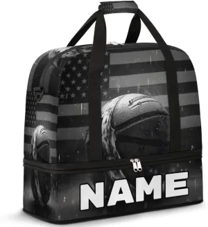 Vintage Basketball Custom Foldable Duffle Bag with Shoes Compartment Personalized Large Capacity Waterproof Travel Weekender Bag Overnight Bag for Sports Gym