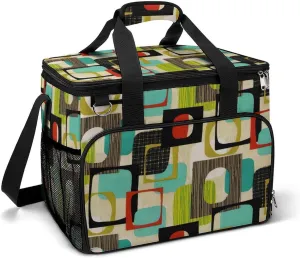 Vintage Mid Century Modern Lime Pattern Cooler Bag, Collapsible Soft Sided Cooler, Large Leakproof Camping Cooler, Portable Travel Cooler for Camping, Road Trips