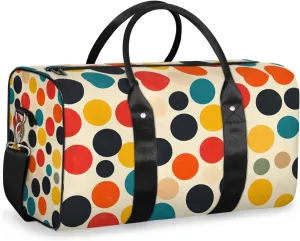 Vintage Polka Dots Travel Duffle Bag for Women Men Gym Duffel Foldable Bag Waterproof Weekender Polka Dot Duffle Tote