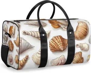 Vintage Shells Travel Duffle Bag for Women Men Gym Duffel Foldable Bag Waterproof Weekender Costal Themed Duffle Tote