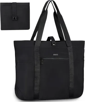 Voova Tote Bag for Women, Large Capacity Tote Bag with Zipper, Foldable Shoulder Bag Handbag for Work,Travel,Shopping,Beach