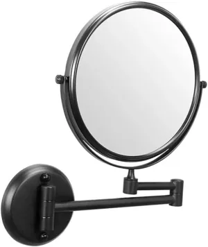 Wall Mounted Makeup Mirror, 3X Magnification Round Shape Two-Sided 360° Swivel Adjustable Height Extendable Bathroom Cosmetic Vanity Mirror Chrome,8inchtitanium (Color : 8inchblack)