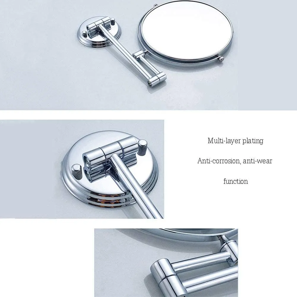 Wall Mounted Makeup Mirror, 3X Magnification Round Shape Two-Sided 360° Swivel Adjustable Height Extendable Bathroom Cosmetic Vanity Mirror Chrome,8inchtitanium (Color : 8inchblack)
