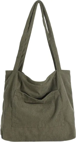 WantGor Women Corduroy Tote Bag, Large Shoulder Hobo Bags Casual Handbags Big Capacity Shopping Work Bag