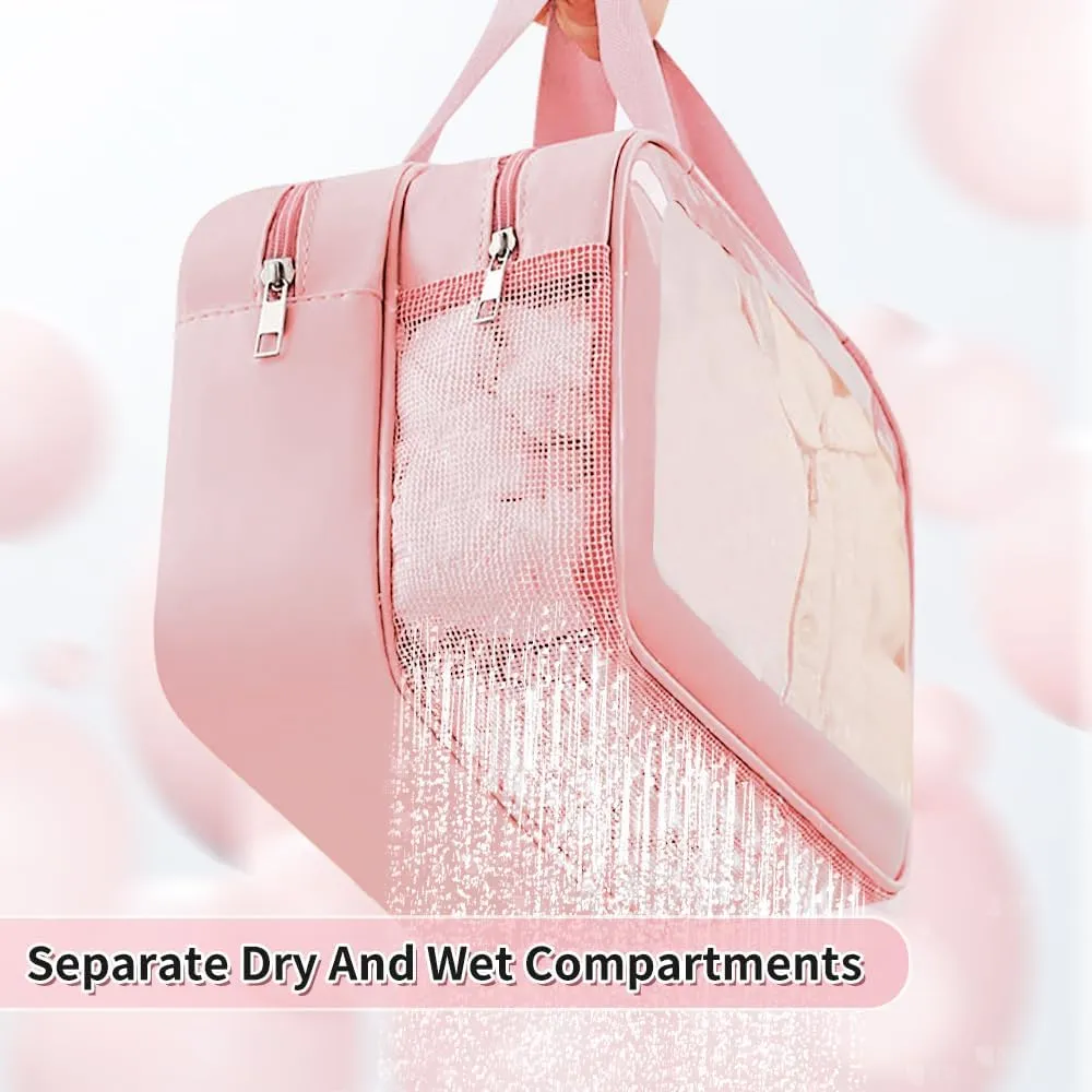 Wash Bag for Women & Men - Large Capacity Travel Toiletry Bag with Matte Translucent Window & Wet/Dry Pockets, Waterproof & Portable Organizer for Cosmetics,Gym & Shower Essentials
