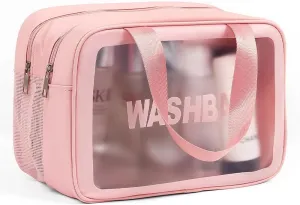 Wash Bag for Women & Men - Large Capacity Travel Toiletry Bag with Matte Translucent Window & Wet/Dry Pockets, Waterproof & Portable Organizer for Cosmetics,Gym & Shower Essentials