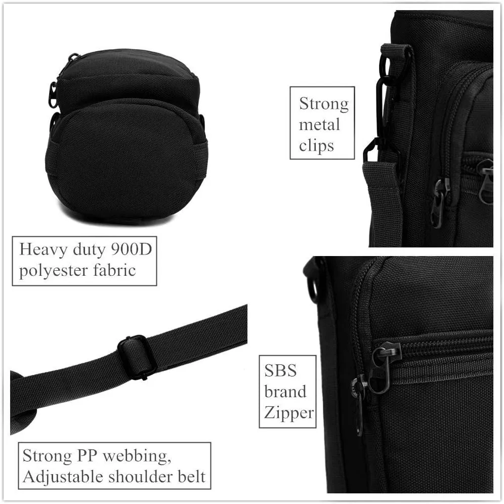 Water Bottle Pouch Multi-Purpose Hydration Waist Carrier Bag with Detachable Handle Strap &Shoulder Strap