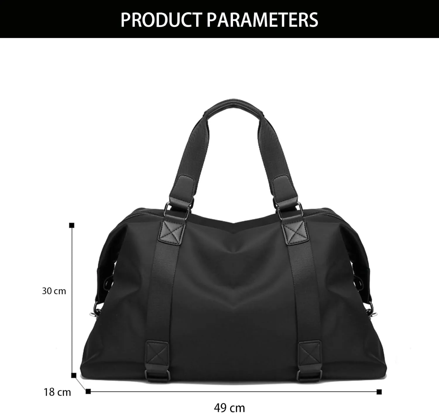 Waterproof Duffle Bag for Women, Gym Yoga Tote with Wet Pocket, Carry-On Weekender Overnight Bag for Travel Sports Dance Trips, Lightweight Personal Item Bag (Black)