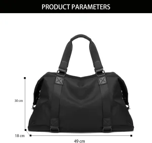 Waterproof Duffle Bag for Women, Gym Yoga Tote with Wet Pocket, Carry-On Weekender Overnight Bag for Travel Sports Dance Trips, Lightweight Personal Item Bag (Black)