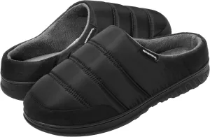 Weatherproof Puffer Nylon Memory Foam Slippers for Men, Cozy Lightweight Indoor Outdoor Slippers with Durable Non-Slip Sole