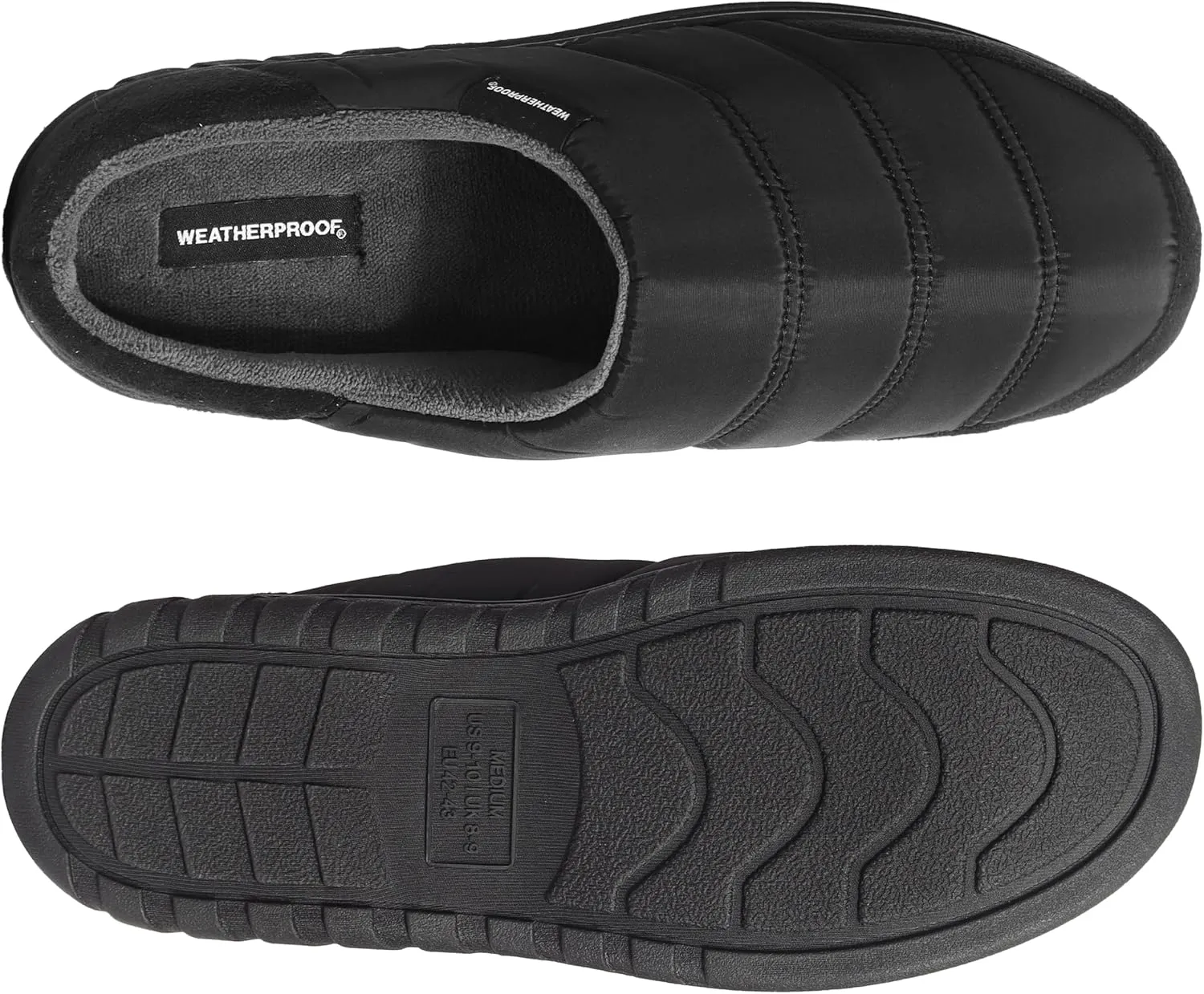 Weatherproof Puffer Nylon Memory Foam Slippers for Men, Cozy Lightweight Indoor Outdoor Slippers with Durable Non-Slip Sole
