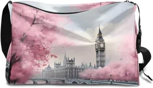 Weekend Bag City Big Ben Drawings Lightweight Carry On Duffel Bag Waterproof Gym Bag Pu Leather Duffle Bag for Workout Travel Sport