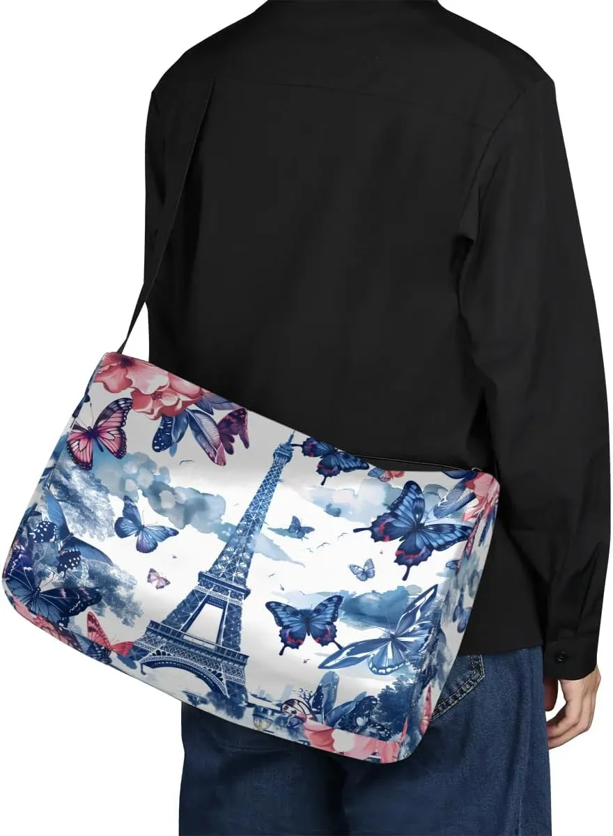 Weekend Bag Eiffel Tower Romance Printings Lightweight Carry On Duffel Bag Waterproof Gym Bag Pu Leather Duffle Bag for Workout Travel Sport
