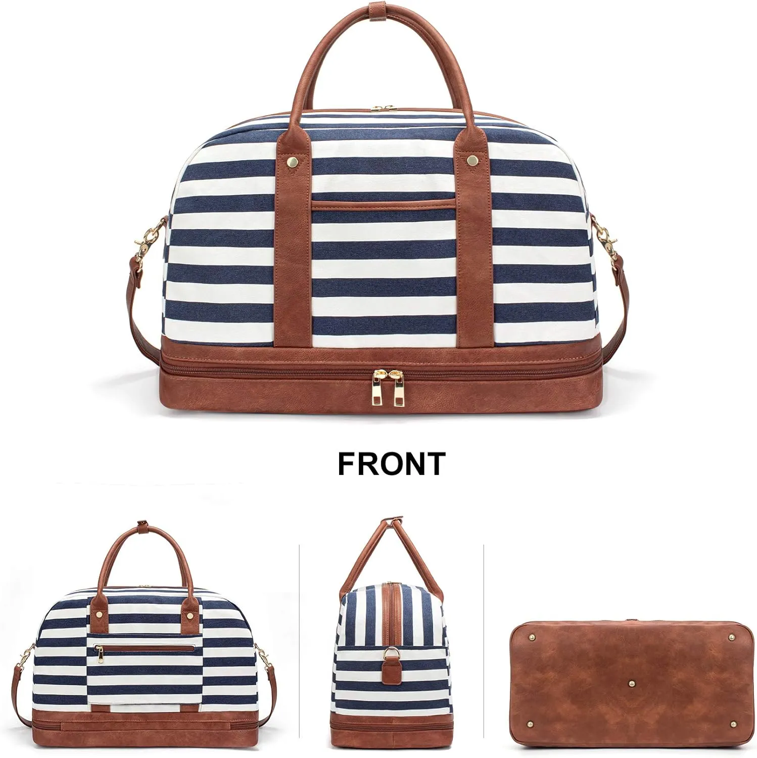 Weekender Bag for Women Canvas Overnight Bag Large Travel Tote Bag Carry on Shoulder Duffle Bag With Shoe Compartment,Perfect for Travel/Daily Use/Birthday Gift …