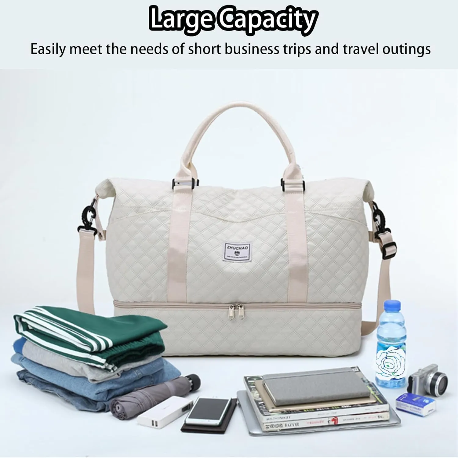 Weekender Bags for Women, Personal Item Travel Bag with Shoes Compartment, Travel Duffel Bags with Toiletry Bag for Gym Hospital Fitness(Blue)