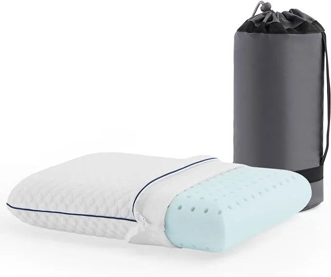 WEEKENDER Gel Memory Foam Camping Pillow - Travel Essentials & Must Haves - Camping Gear & Accessories - Contouring Neck Support - Small Size Compatible for Camping, Car, Airplane, and Beach - 1 Pack