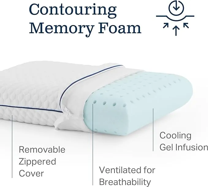 WEEKENDER Gel Memory Foam Camping Pillow - Travel Essentials & Must Haves - Camping Gear & Accessories - Contouring Neck Support - Small Size Compatible for Camping, Car, Airplane, and Beach - 1 Pack