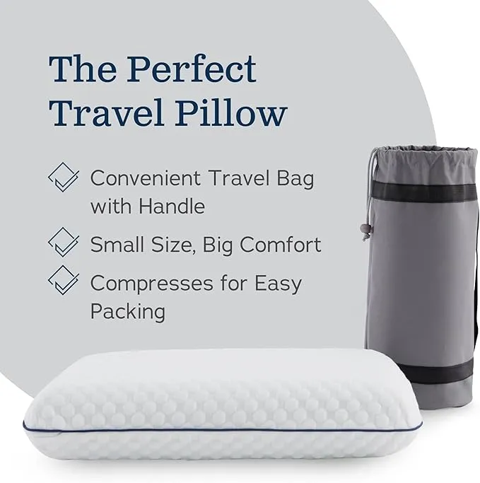 WEEKENDER Gel Memory Foam Camping Pillow - Travel Essentials & Must Haves - Camping Gear & Accessories - Contouring Neck Support - Small Size Compatible for Camping, Car, Airplane, and Beach - 1 Pack