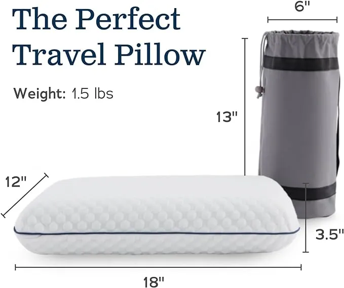 WEEKENDER Gel Memory Foam Camping Pillow - Travel Essentials & Must Haves - Camping Gear & Accessories - Contouring Neck Support - Small Size Compatible for Camping, Car, Airplane, and Beach - 1 Pack