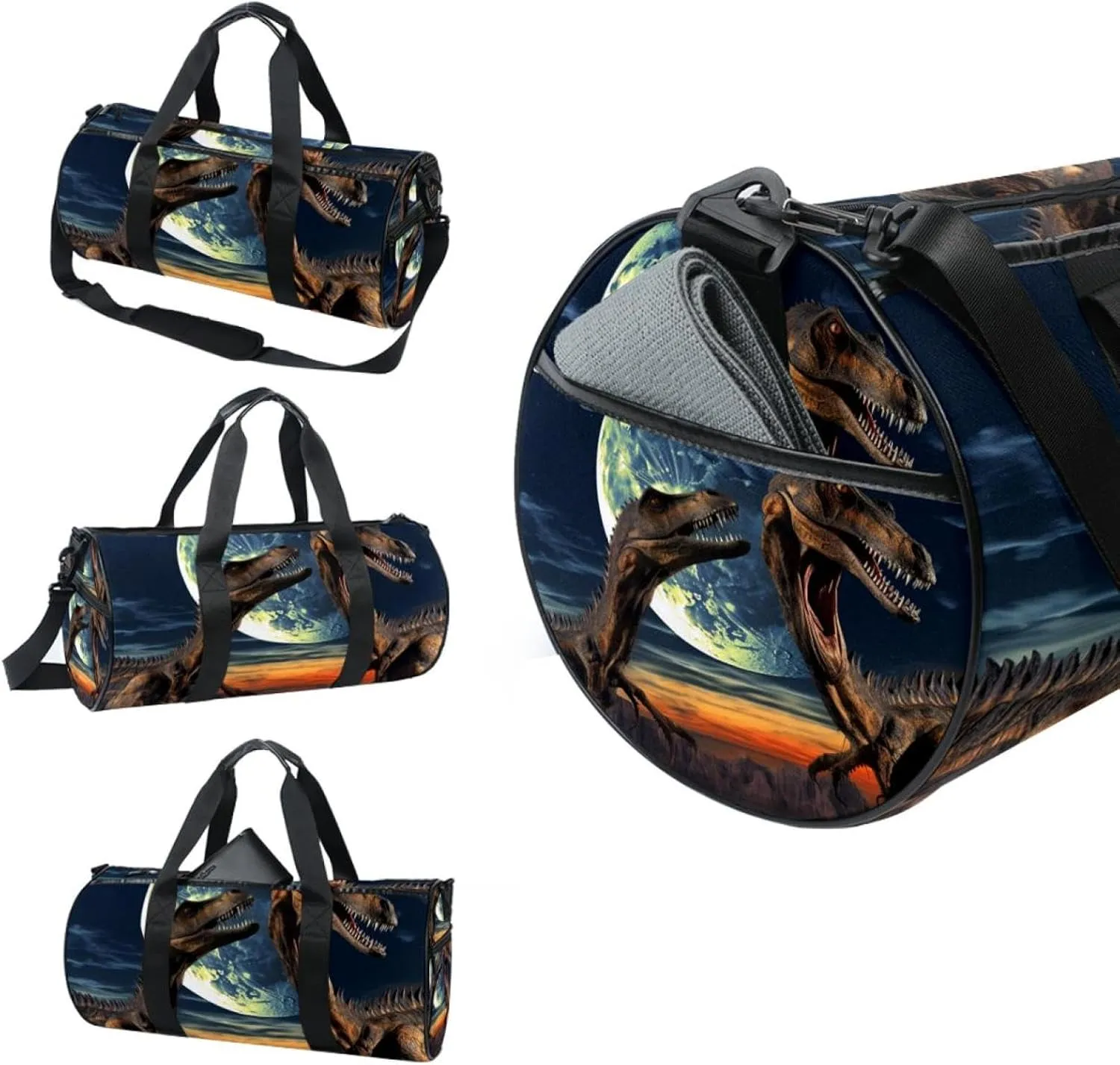 Weekender Travel Bag,Small Gym Bag,3D Style Ancient Dinosaur,Gym Duffle Bag