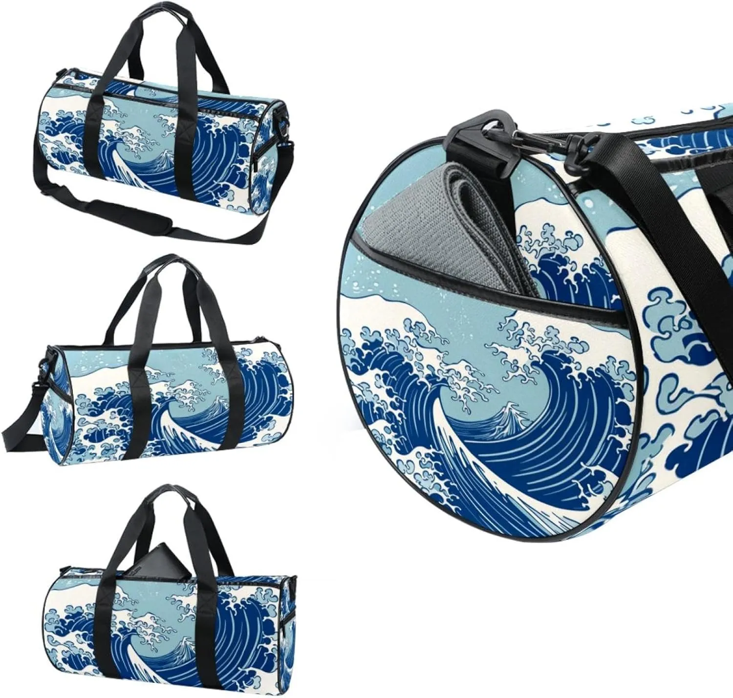 Weekender Travel Bag,Small Gym Bag,Blue Waves Abstract Ocean,Gym Duffle Bag