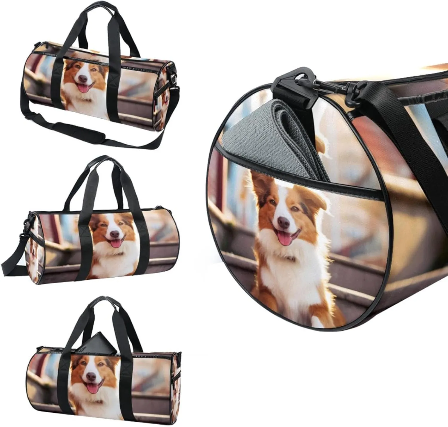 Weekender Travel Bag,Small Gym Bag,Border Collie Dog,Gym Duffle Bag