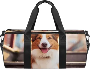 Weekender Travel Bag,Small Gym Bag,Border Collie Dog,Gym Duffle Bag
