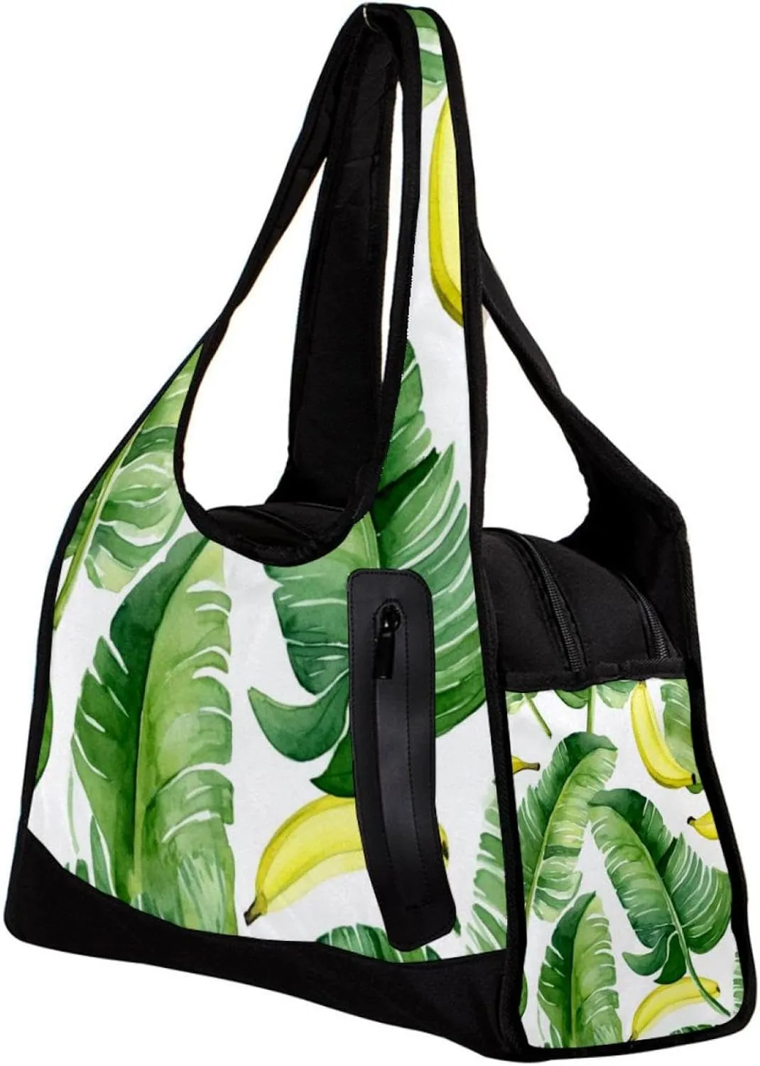 Weekender Travel Bag,Small Gym Bag,Bright Yellow Bananas and Green Leaves,Gym Duffle Bag