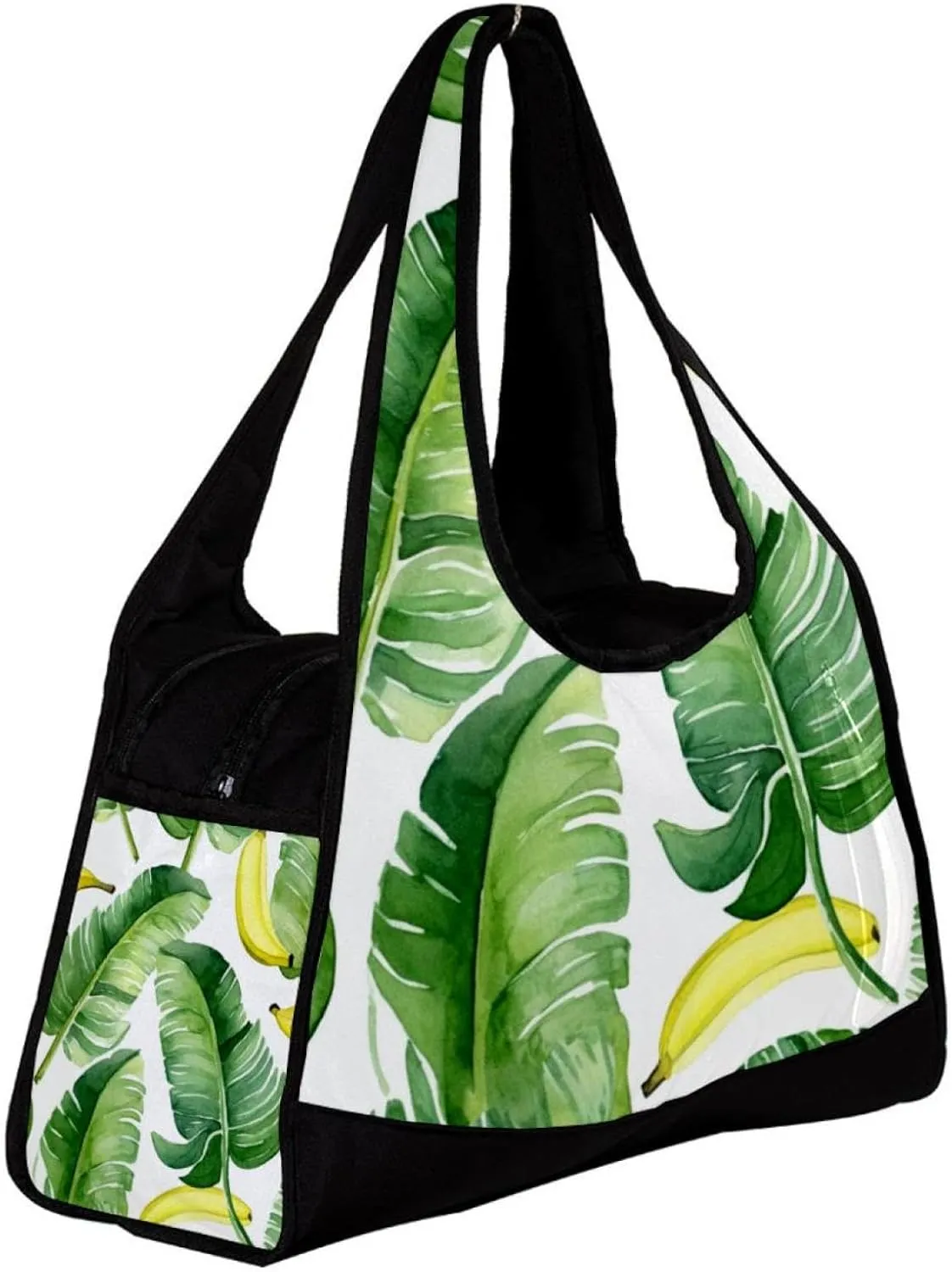 Weekender Travel Bag,Small Gym Bag,Bright Yellow Bananas and Green Leaves,Gym Duffle Bag