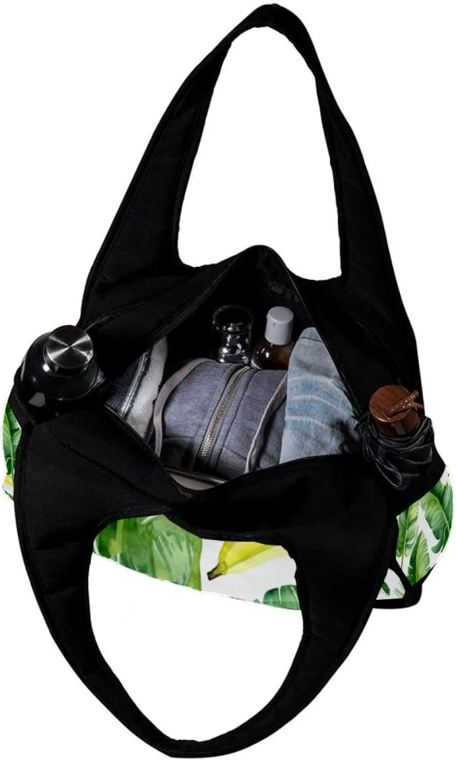 Weekender Travel Bag,Small Gym Bag,Bright Yellow Bananas and Green Leaves,Gym Duffle Bag