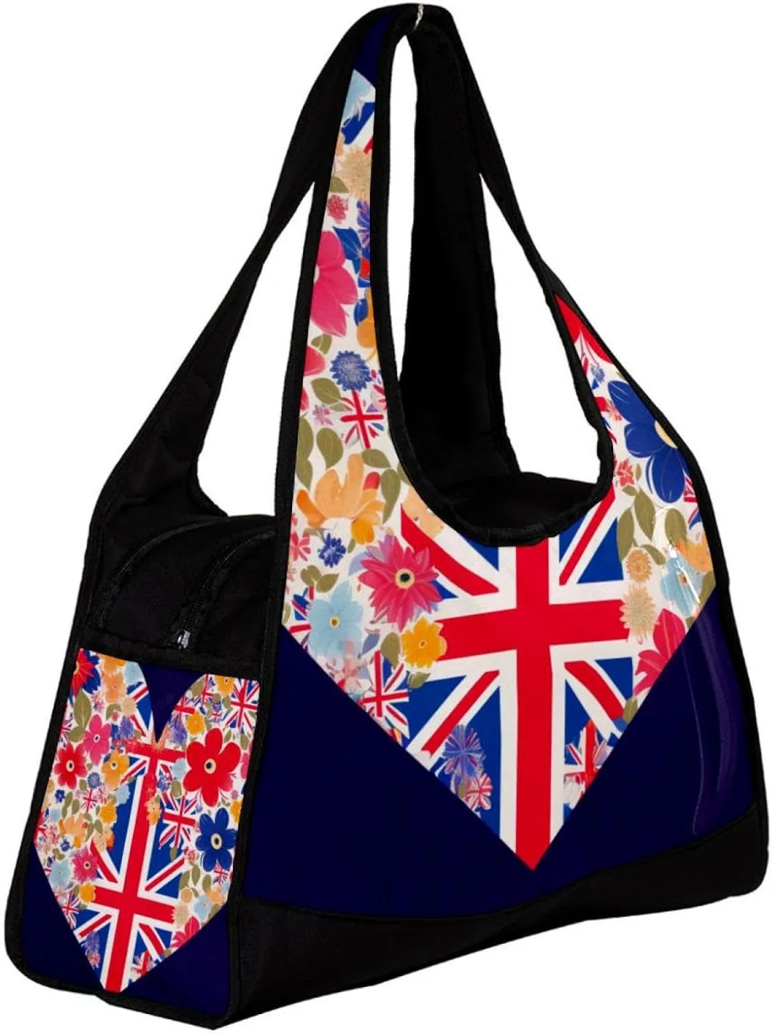 Weekender Travel Bag,Small Gym Bag,British Flag Heart Flower,Gym Duffle Bag