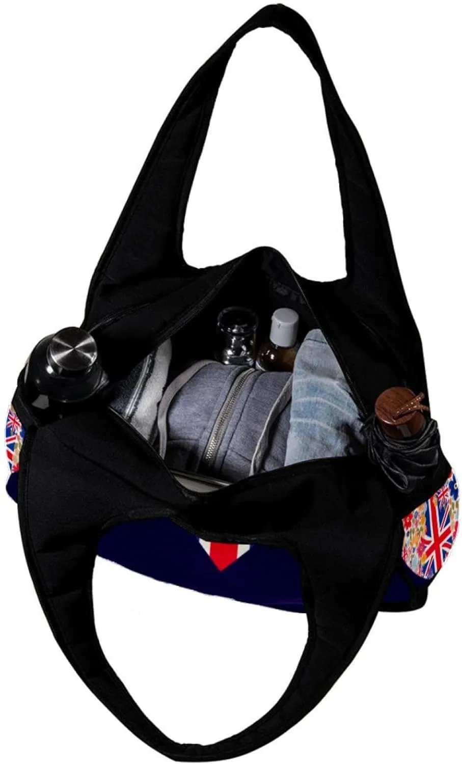Weekender Travel Bag,Small Gym Bag,British Flag Heart Flower,Gym Duffle Bag
