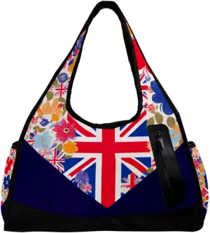 Weekender Travel Bag,Small Gym Bag,British Flag Heart Flower,Gym Duffle Bag