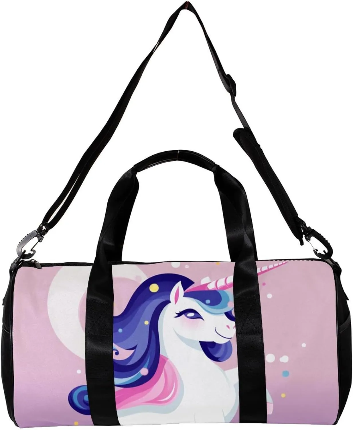 Weekender Travel Bag,Small Gym Bag,Cartoon Cloud Rainbow Unicorn,Gym Duffle Bag