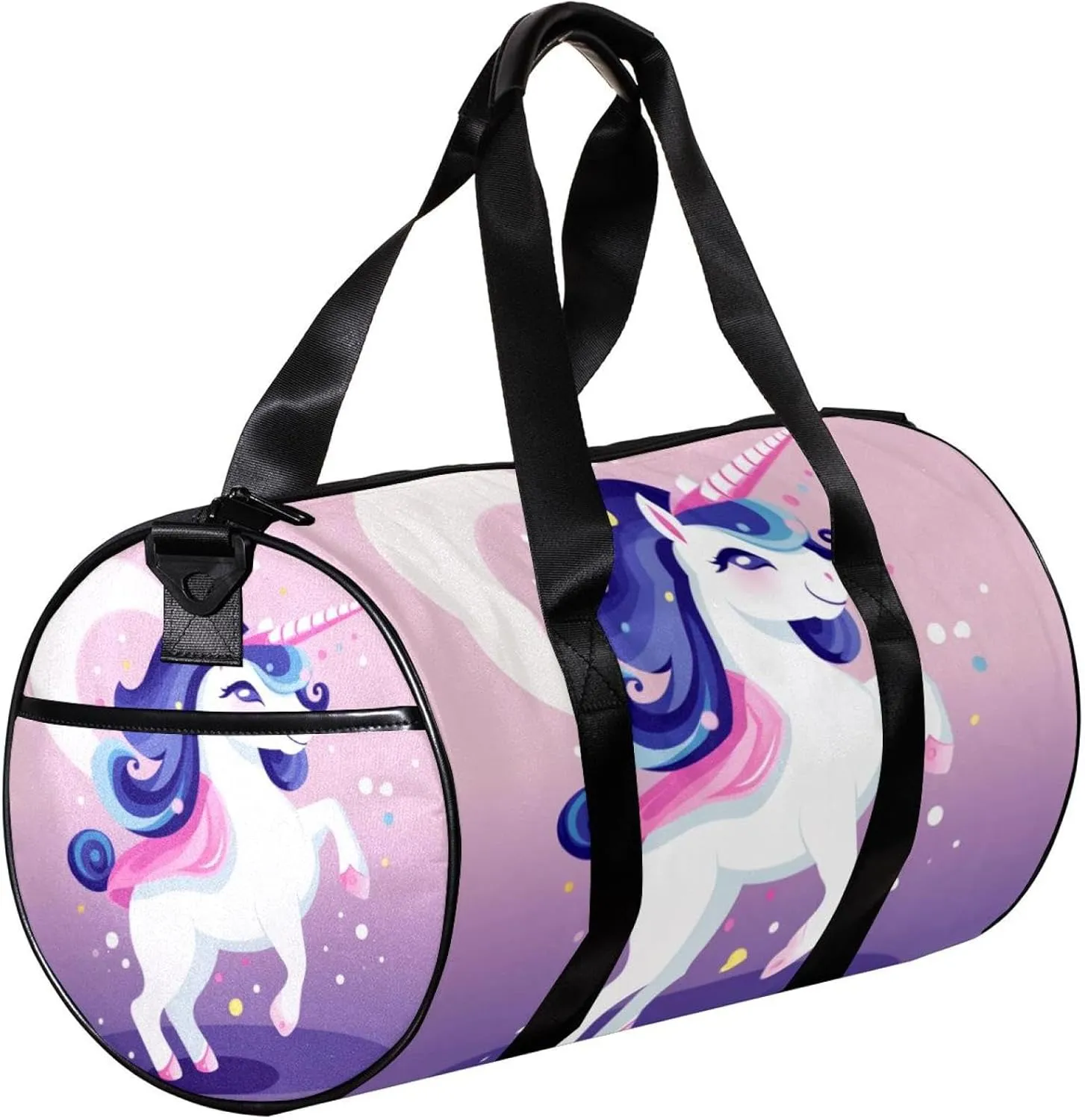 Weekender Travel Bag,Small Gym Bag,Cartoon Cloud Rainbow Unicorn,Gym Duffle Bag