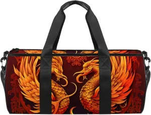 Weekender Travel Bag,Small Gym Bag,Chinese Dragon and Phoenix,Gym Duffle Bag