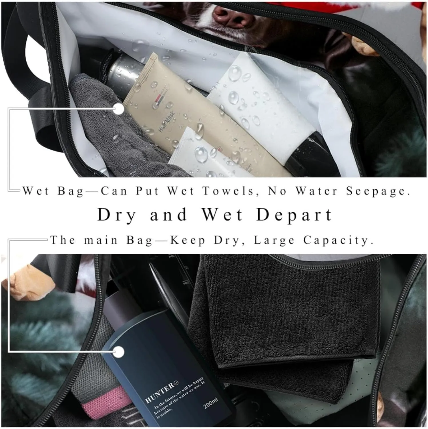 Weekender Travel Bag,Small Gym Bag,Christmas Puppy Dog,Gym Duffle Bag