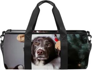 Weekender Travel Bag,Small Gym Bag,Christmas Puppy Dog,Gym Duffle Bag