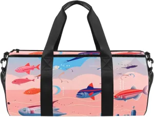 Weekender Travel Bag,Small Gym Bag,Colorful Fish Octopus Ocean,Gym Duffle Bag