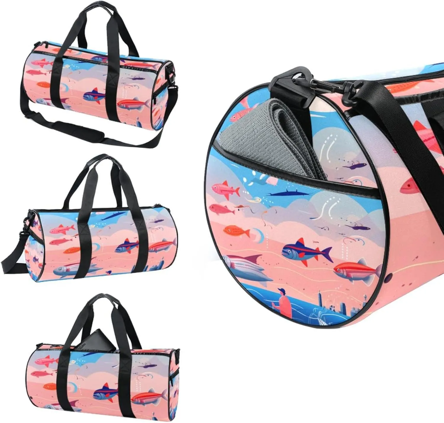 Weekender Travel Bag,Small Gym Bag,Colorful Fish Octopus Ocean,Gym Duffle Bag